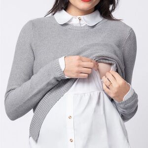 Seraphine Mock Shirt Cotton Mix Maternity and Nursing Sweater